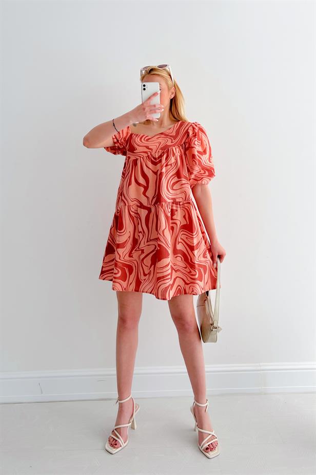 Robe imprimée orange