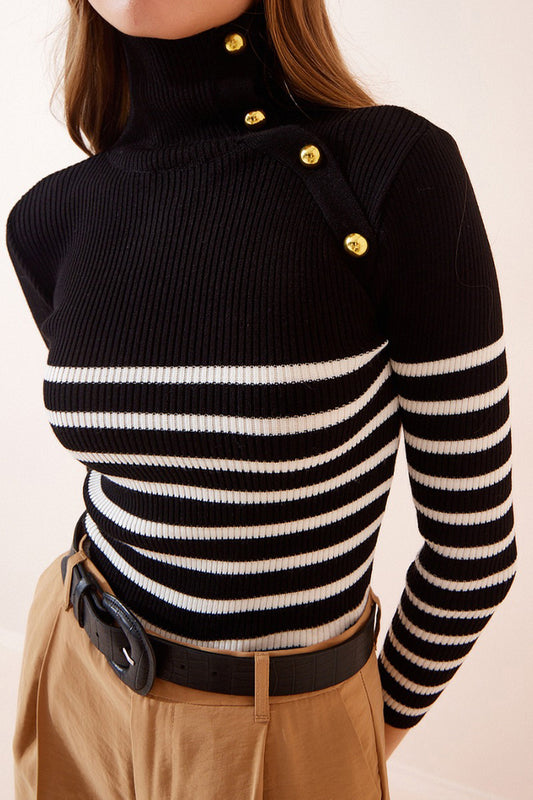 Pull rayé noir