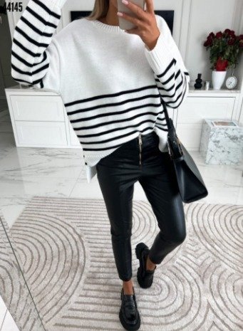 Pull rayé blanc