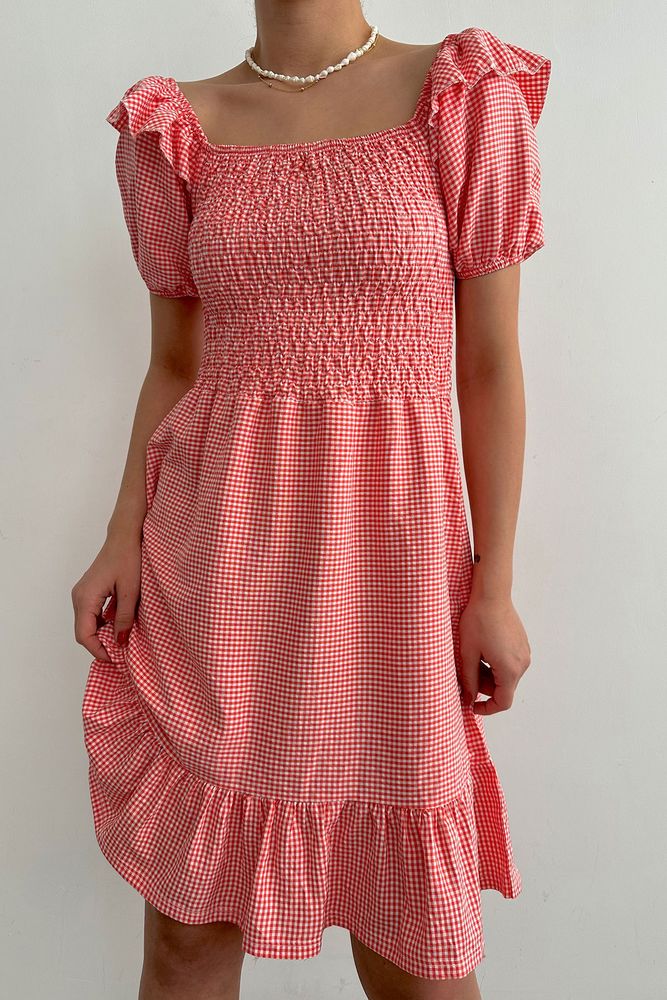 Robe à carreaux rose