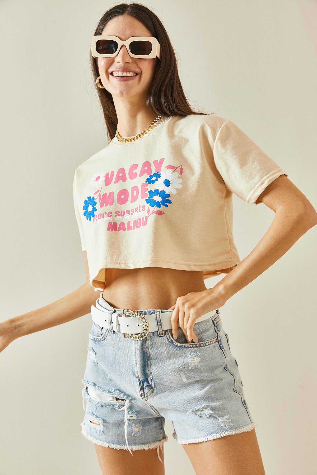 415 - Tee shirt court beige