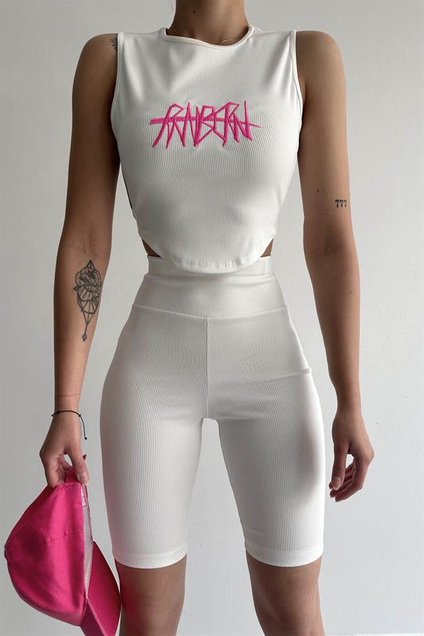 Short cycliste blanc