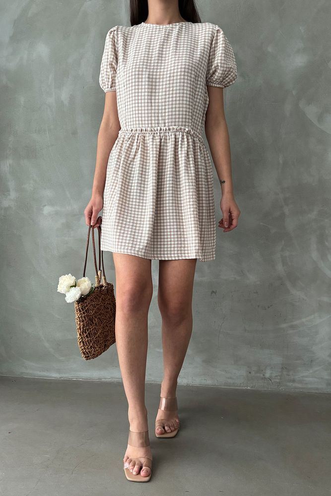 Robe beige carreaux