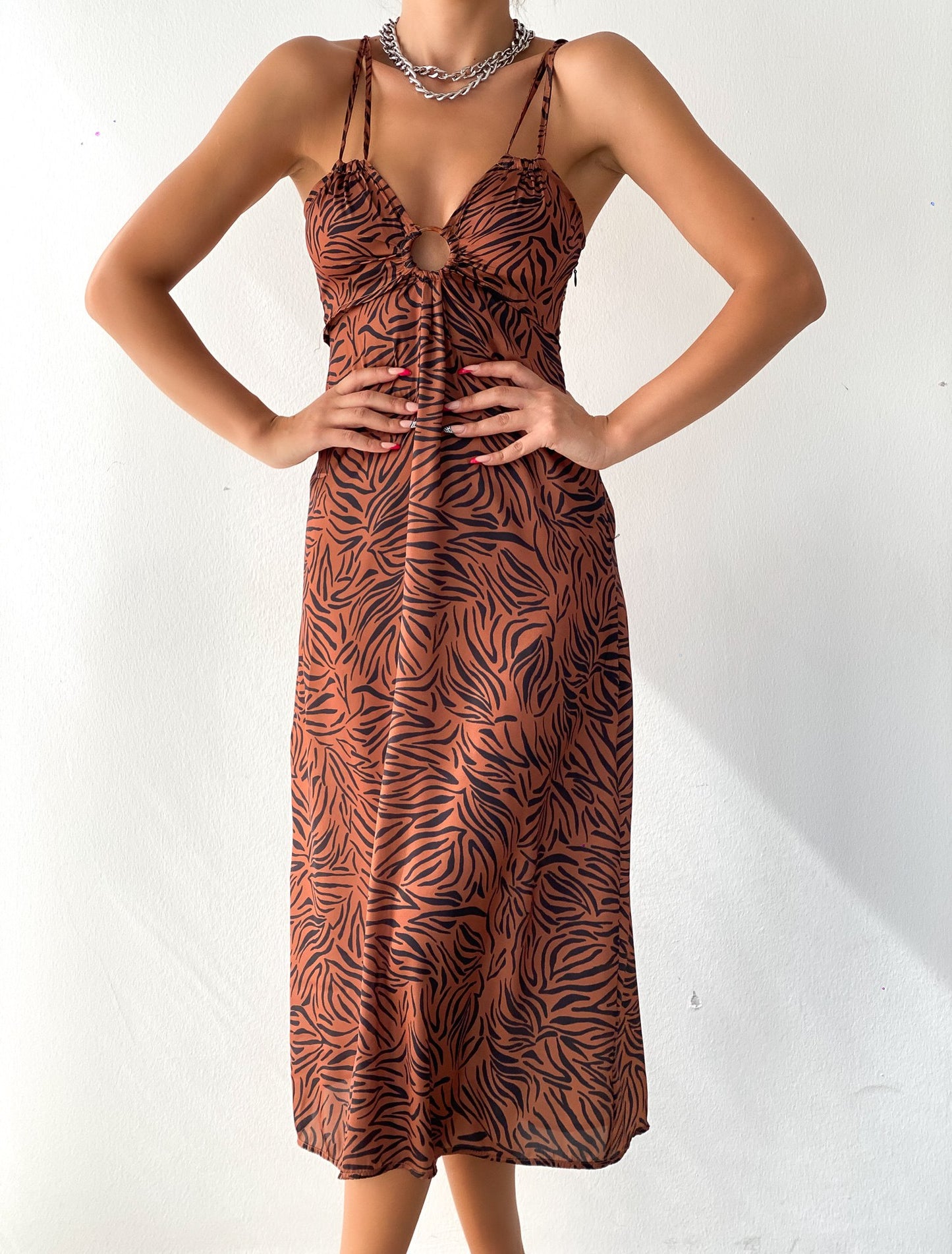 Robe imprimée marron