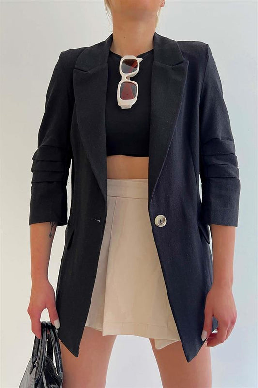 Blazer lin noir