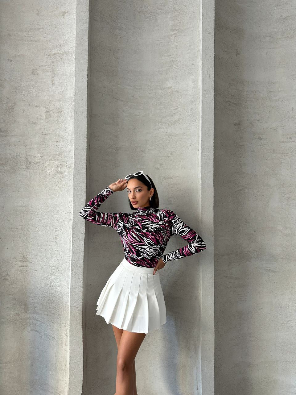 583 - Blouse à motifs rose