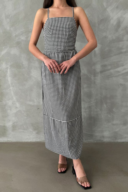 Robe longue à carreaux