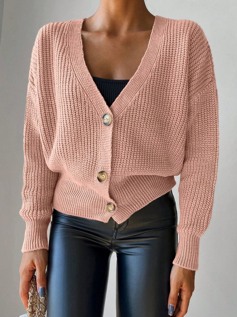 442 - Gilet mailles rose poudré