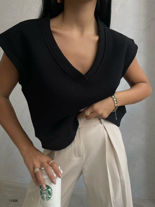 Pull sans manches noir