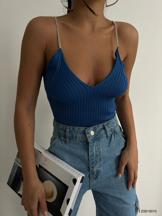 Top bretelles bleu