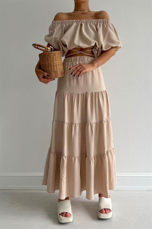 Ensemble beige jupe+haut
