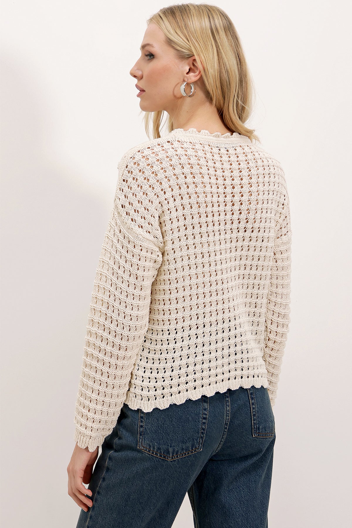 507 - Pull ajouré beige