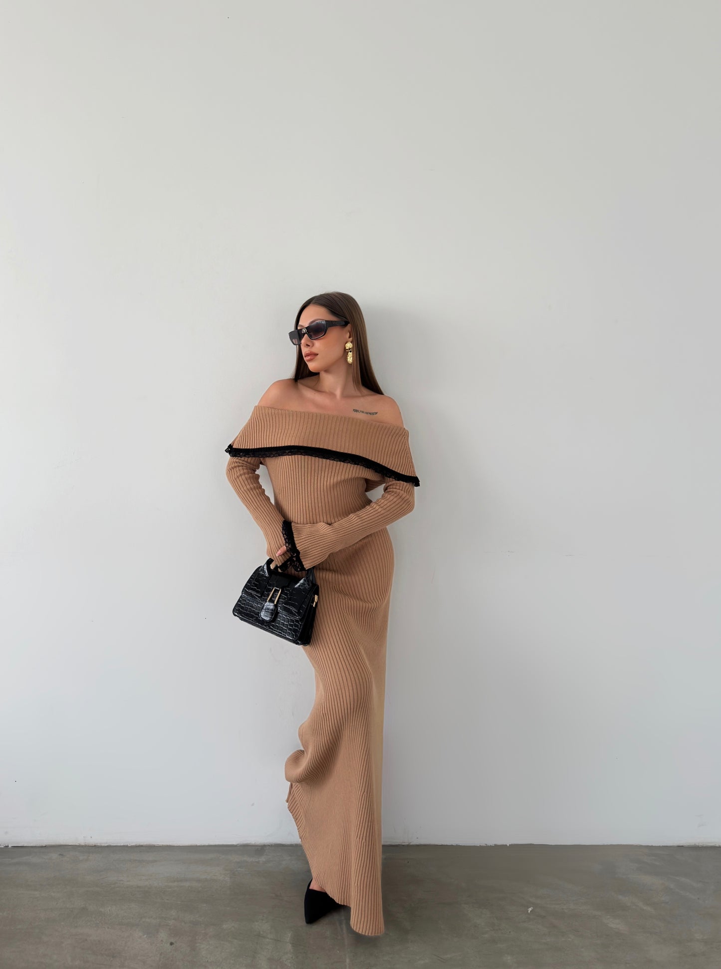 609 - Robe longue camel