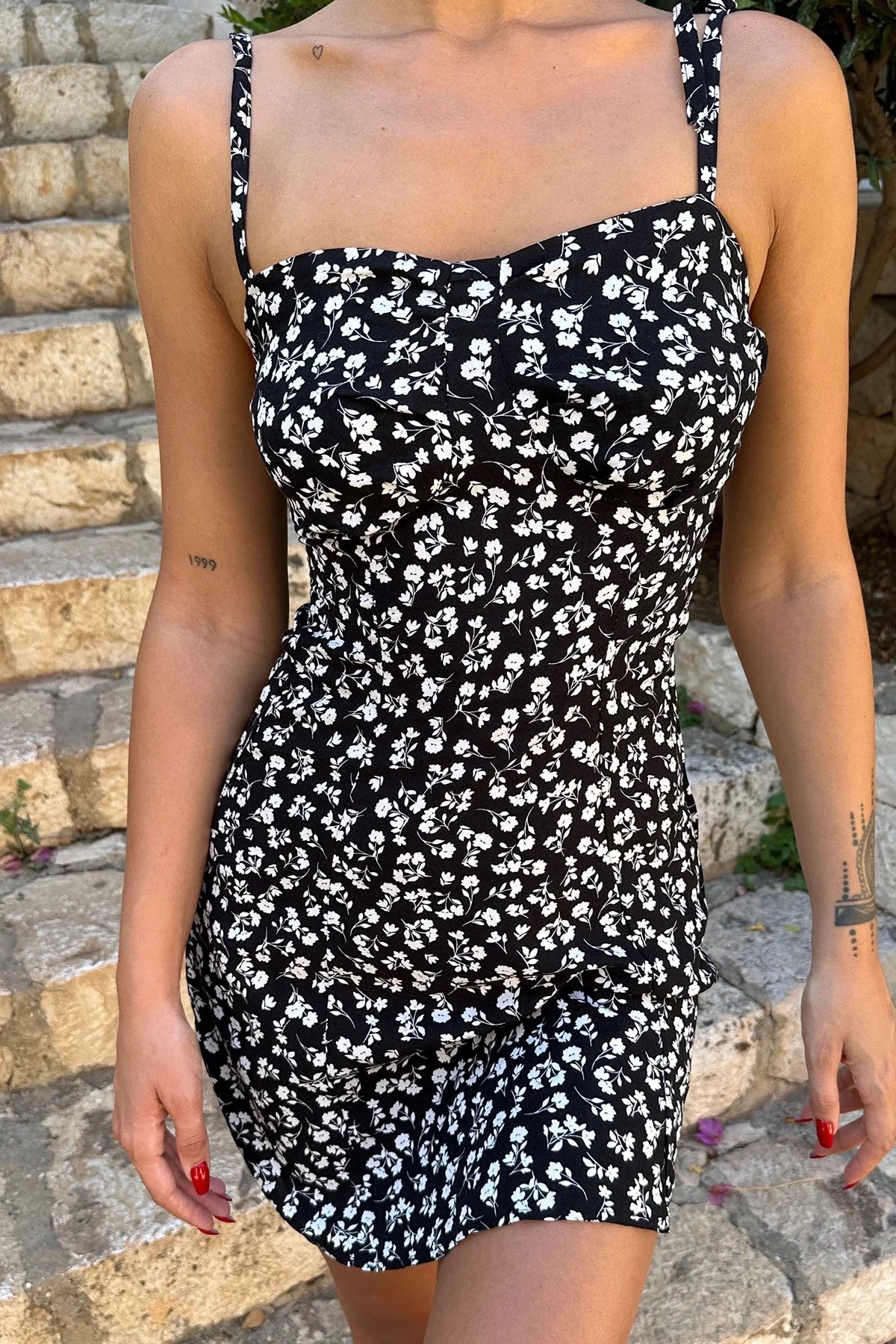 Robe imprimée floral noire