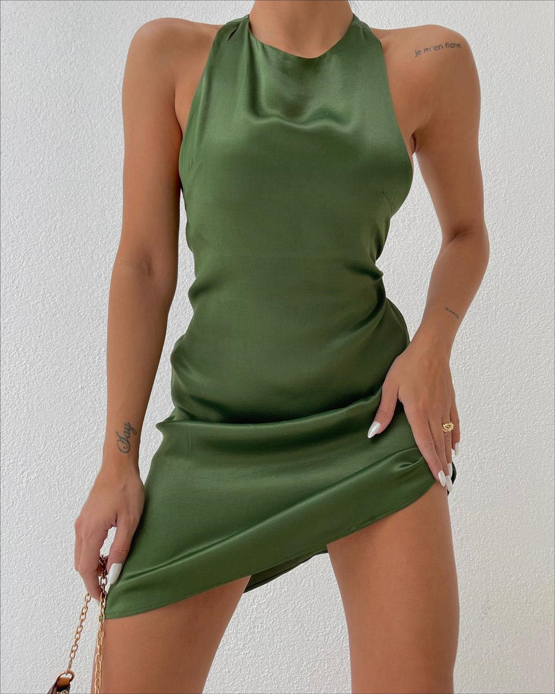 Robe verte satin