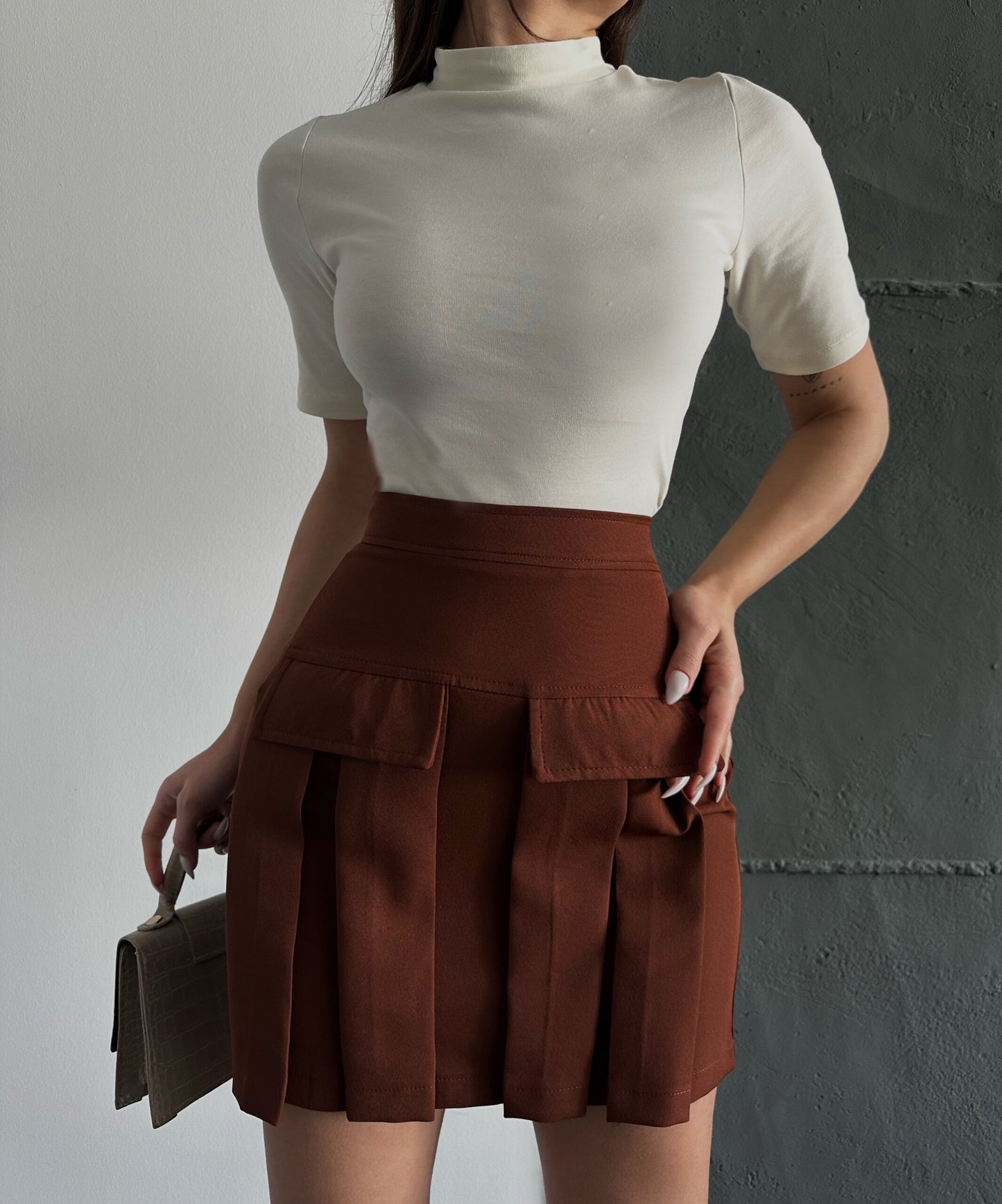 584 - Jupe cargo marron