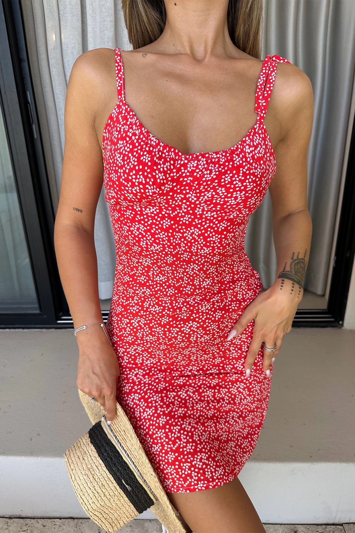 Robe imprimée rouge