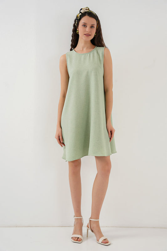 537 - Robe courte lin vert d'eau