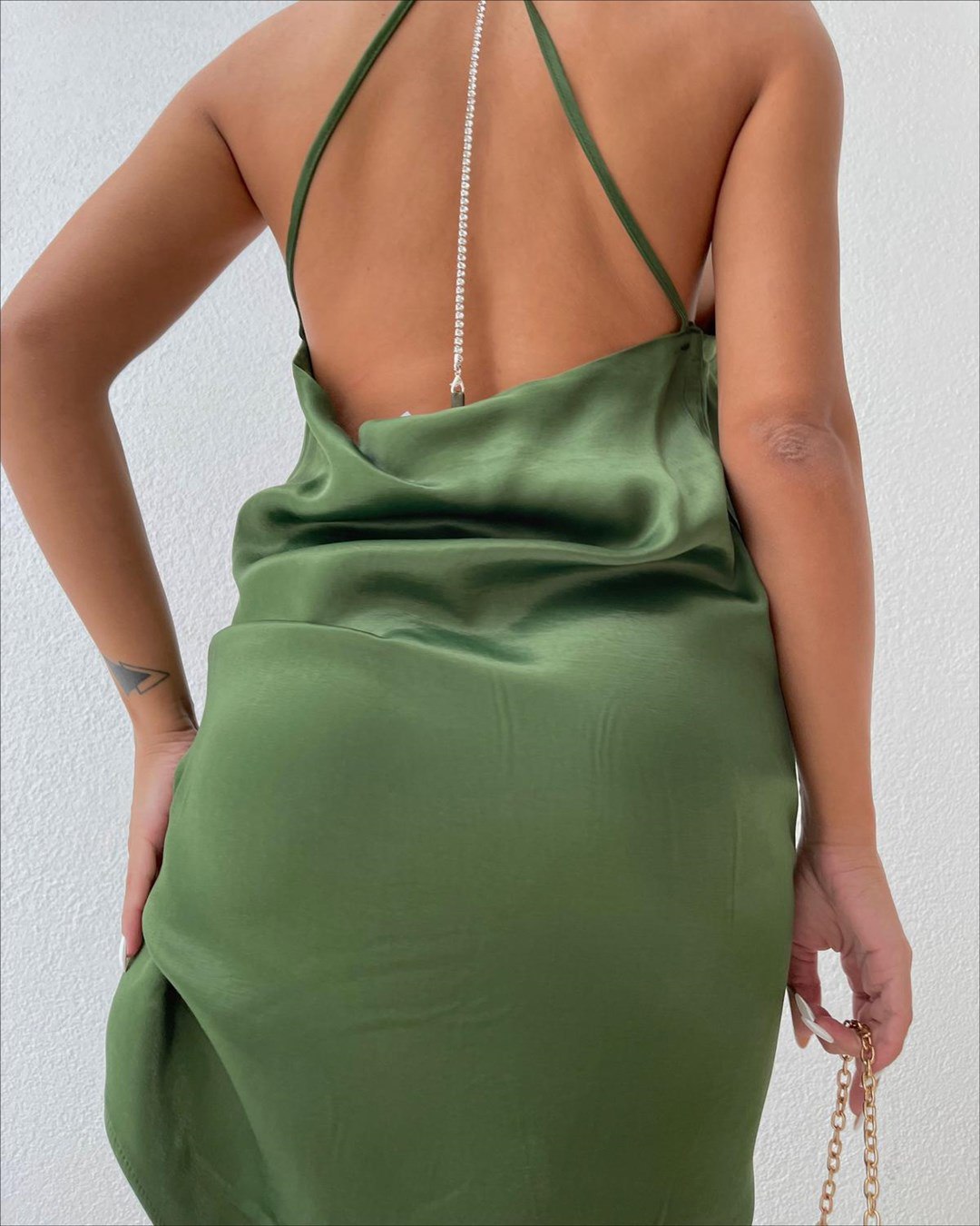 Robe verte satin