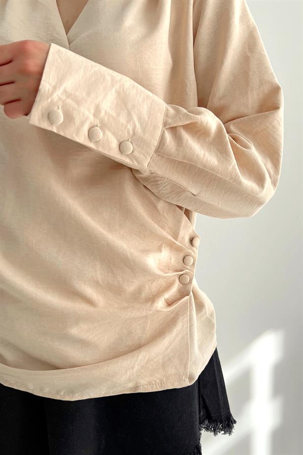 Chemisier cache coeur beige
