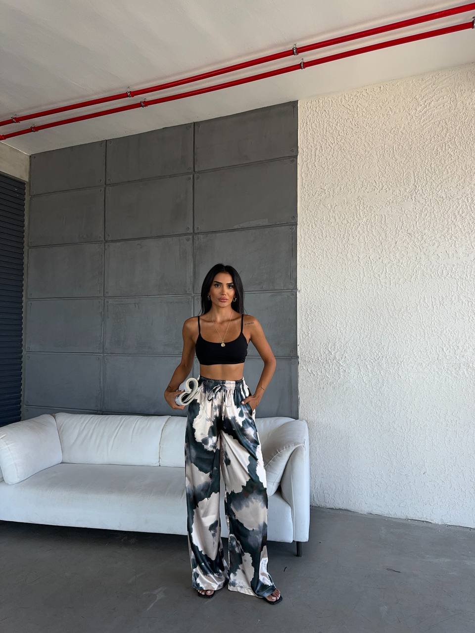 485 - Pantalon à motifs satin