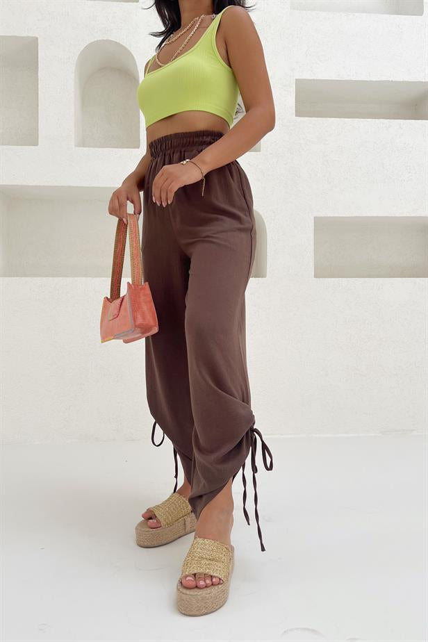 Pantalon fluide marron