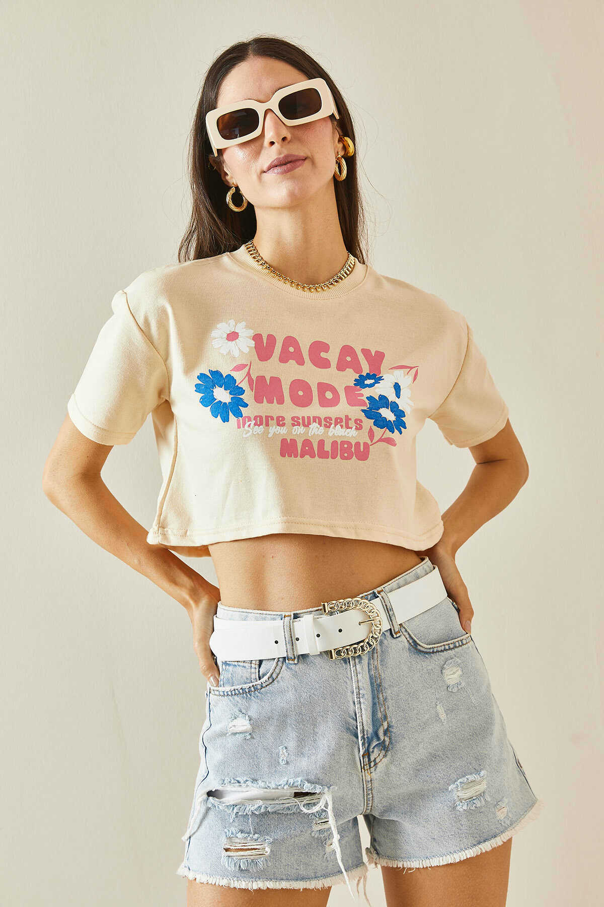415 - Tee shirt court beige