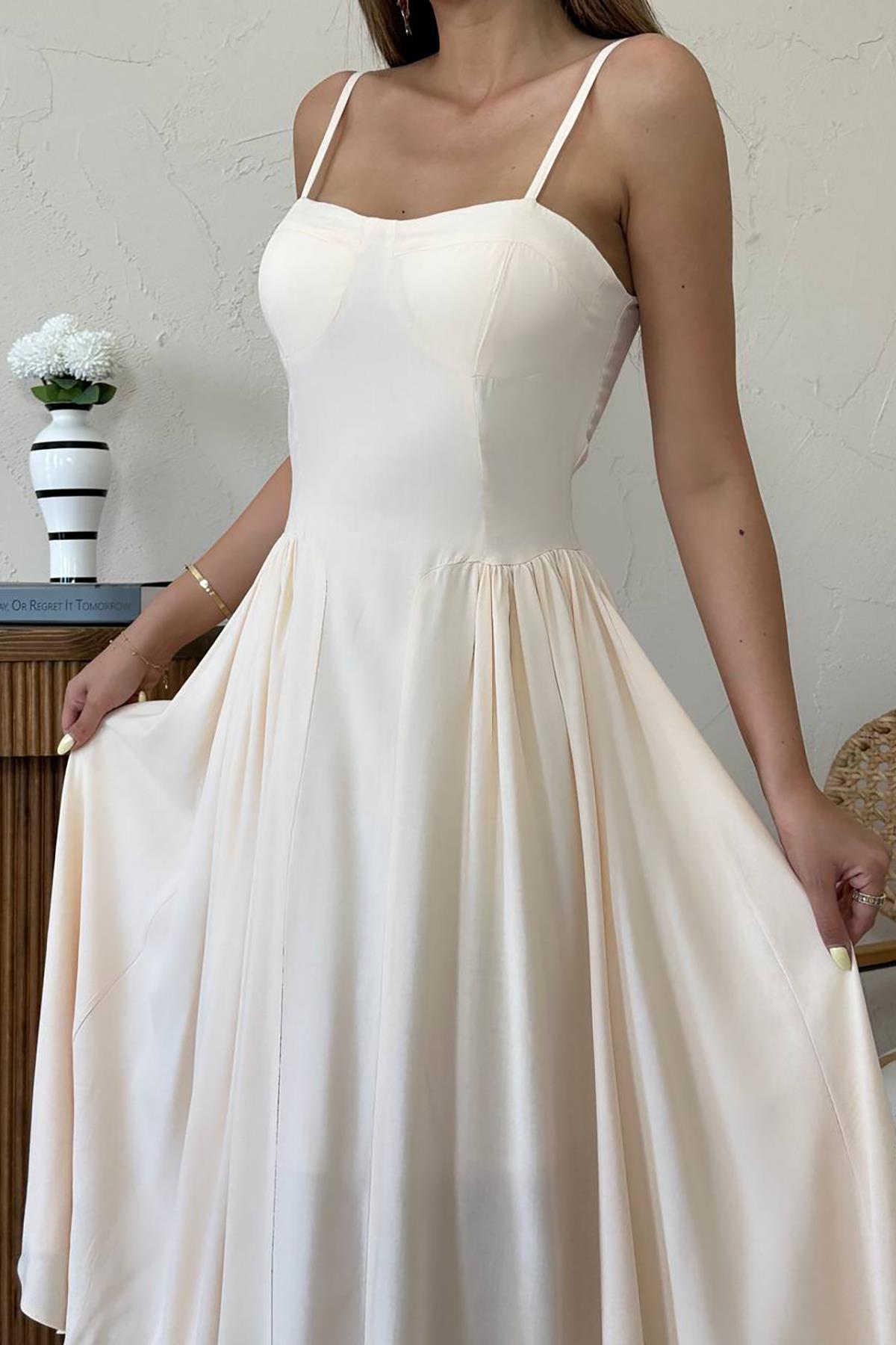 644 - Robe longue écrue