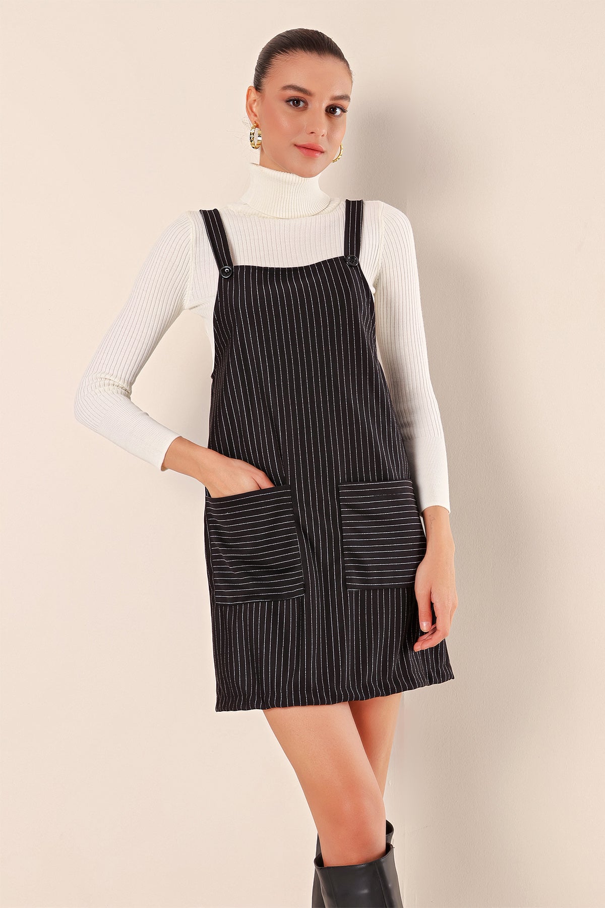 Robe salopette rayée