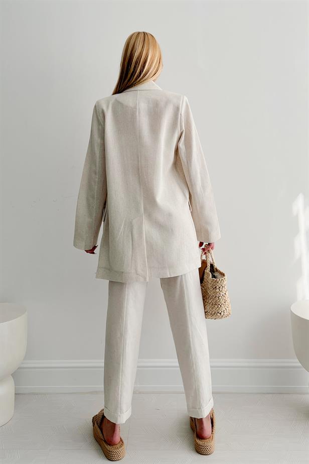 Blazer effet lin écru