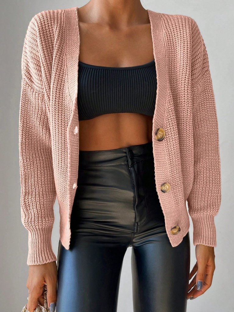 442 - Gilet mailles rose poudré