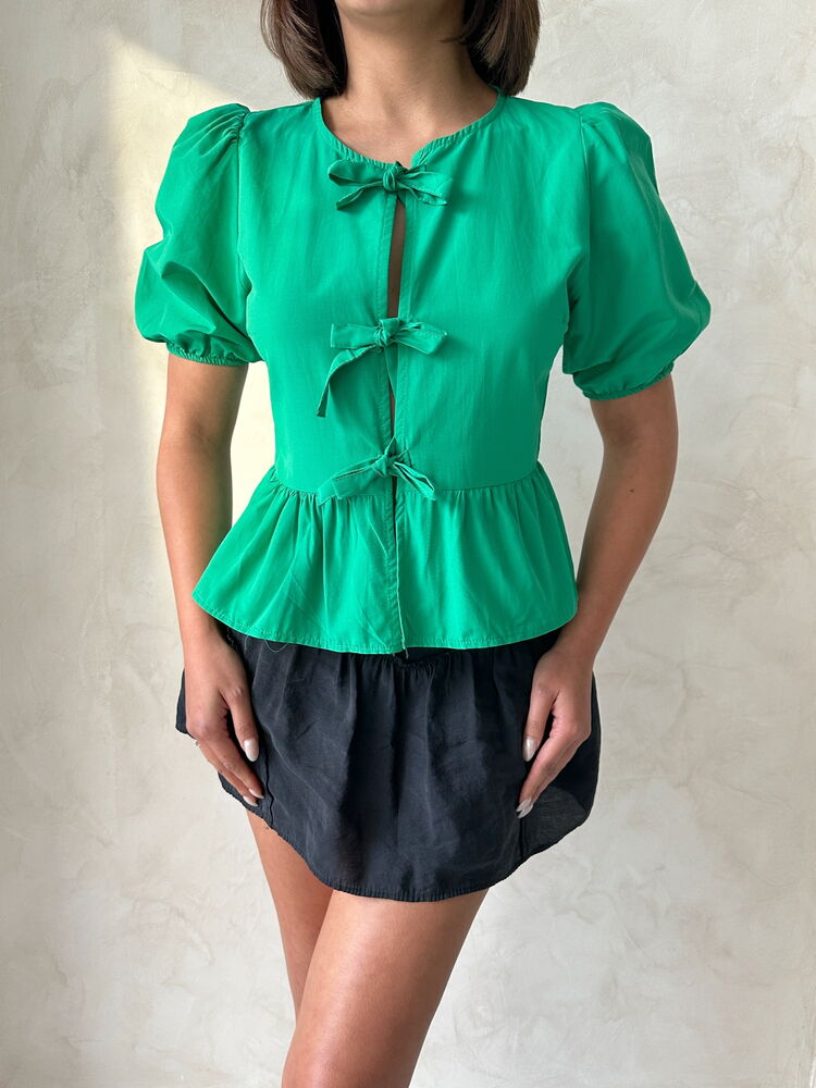 600 - Blouse à noeuds verte