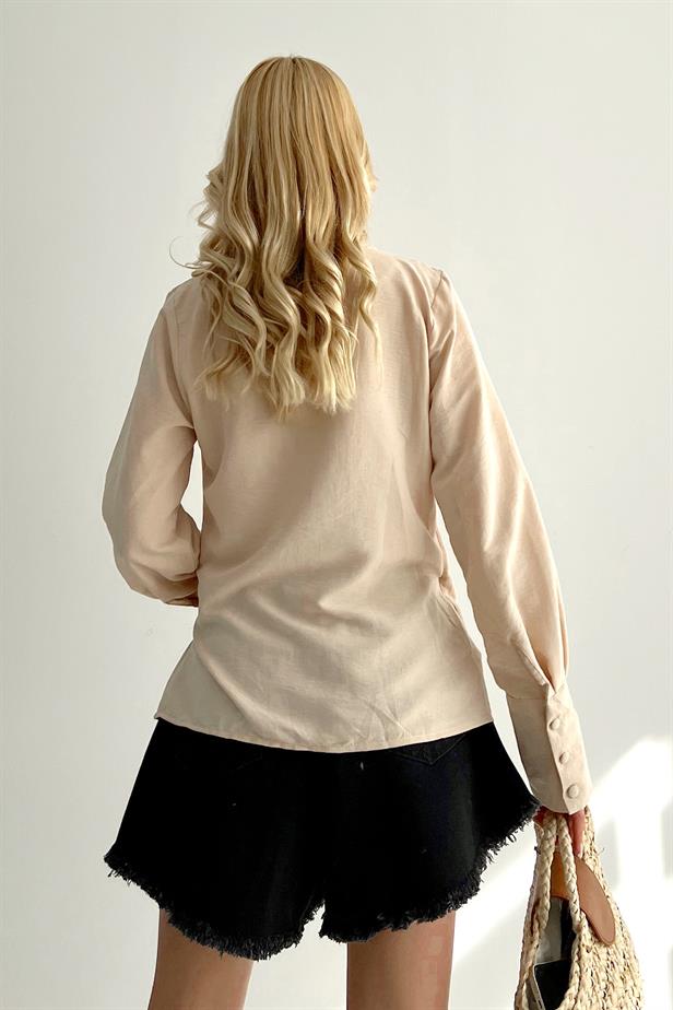Chemisier cache coeur beige