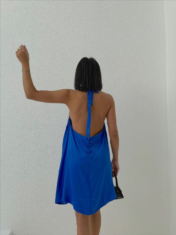 Robe bleu satin