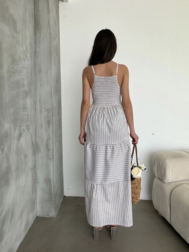 Robe longue imprimé beige / gris