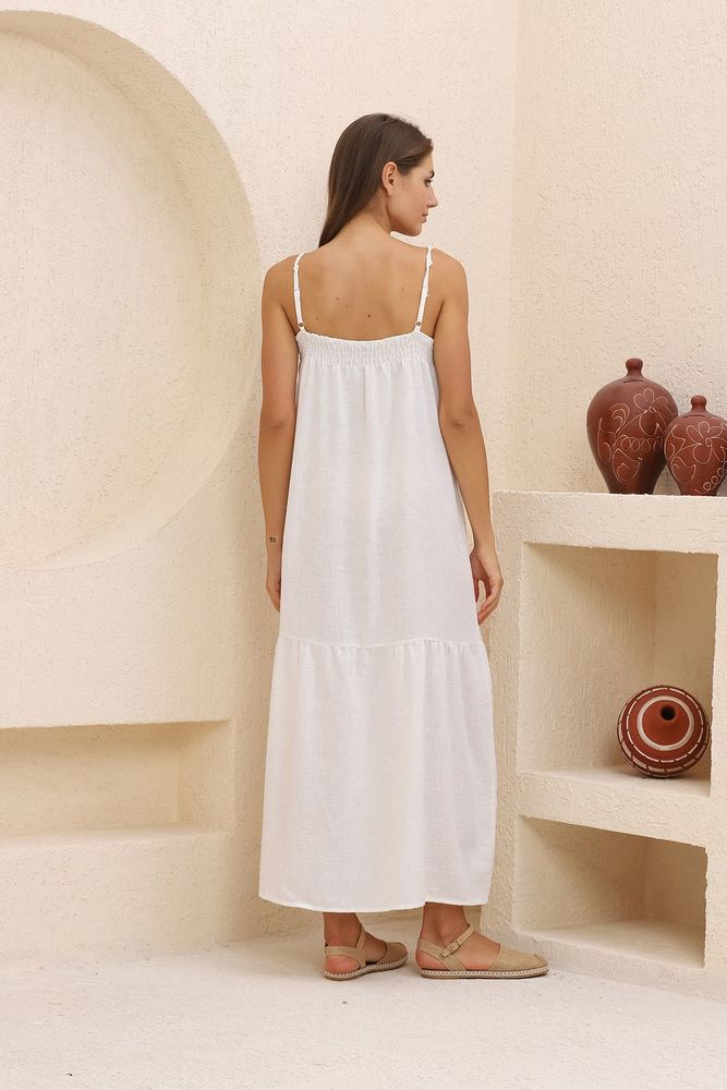 Robe longue franges crème