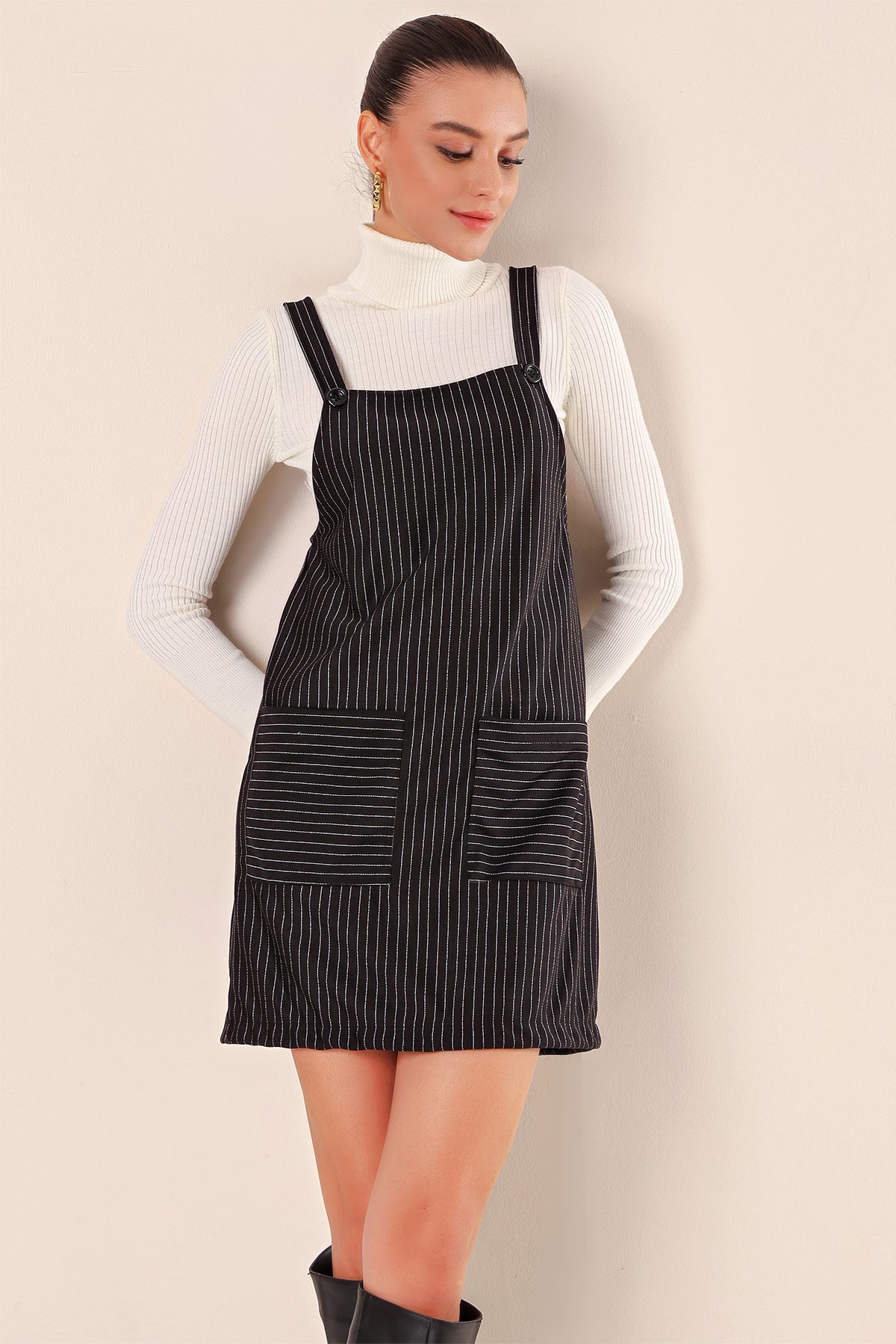 Robe salopette rayée