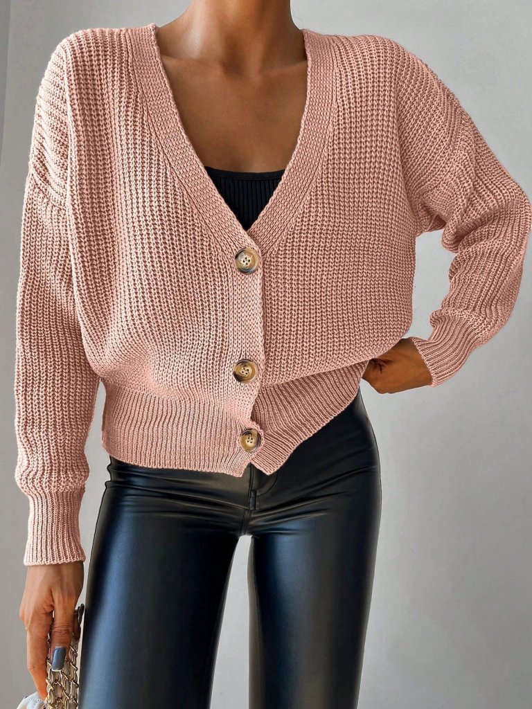 442 - Gilet mailles rose poudré
