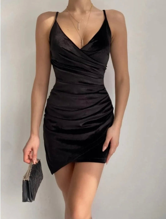 562 - Robe effet velours noire