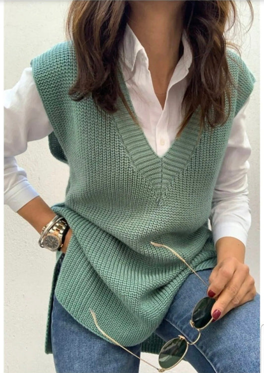 564 - Pull sans manches vert