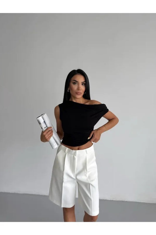 627 - Tee-shirt asymétrique noir
