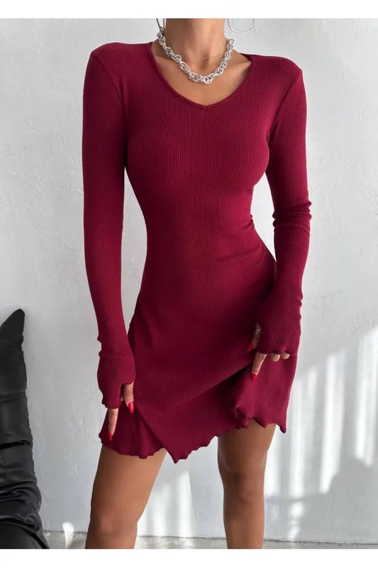622 - Robe mailles bordeaux