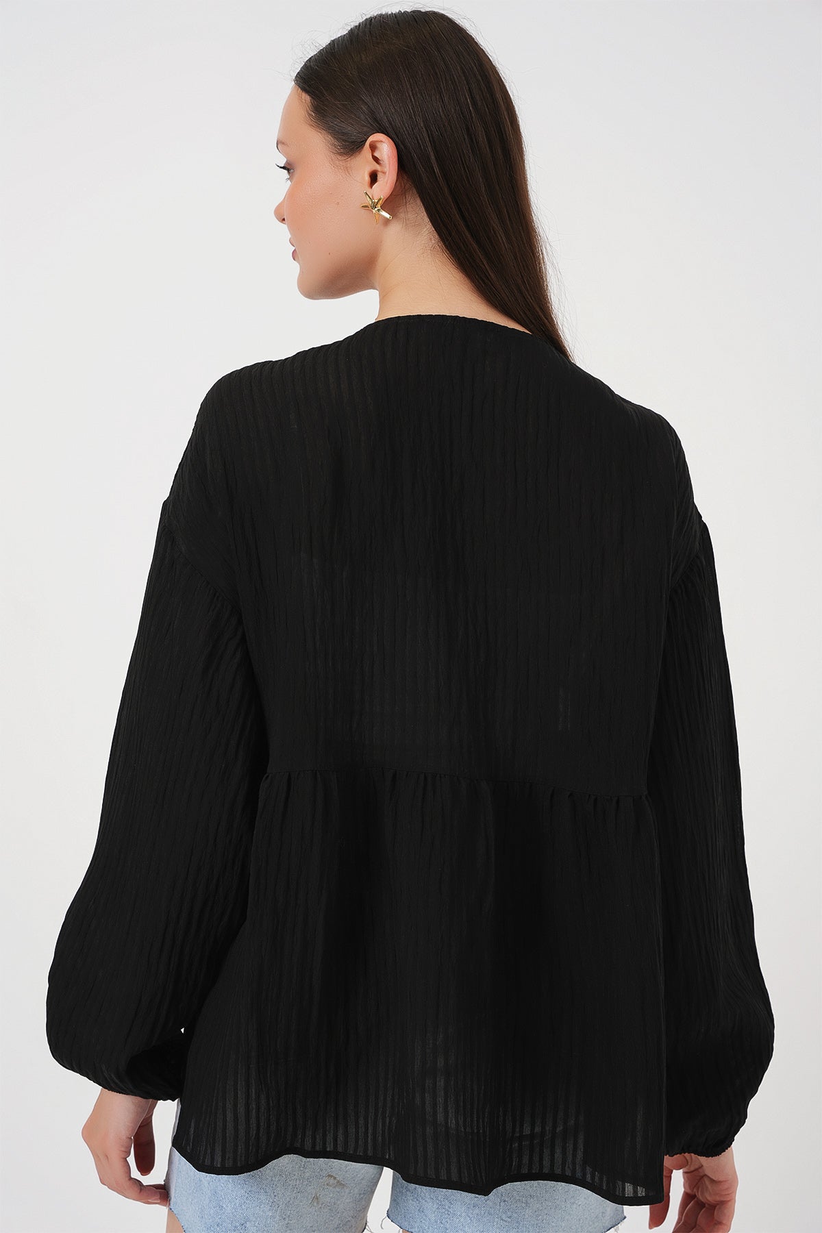 538 - Blouse col V noire