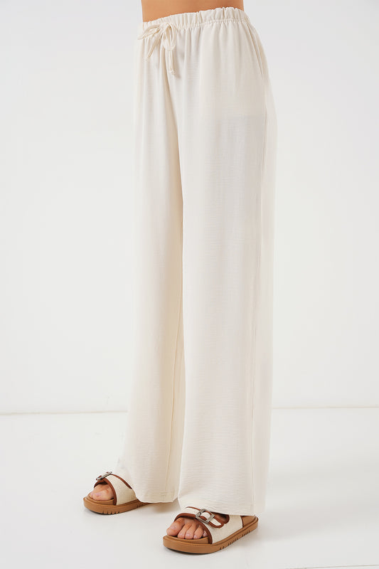 536 - Pantalon large lin écrue