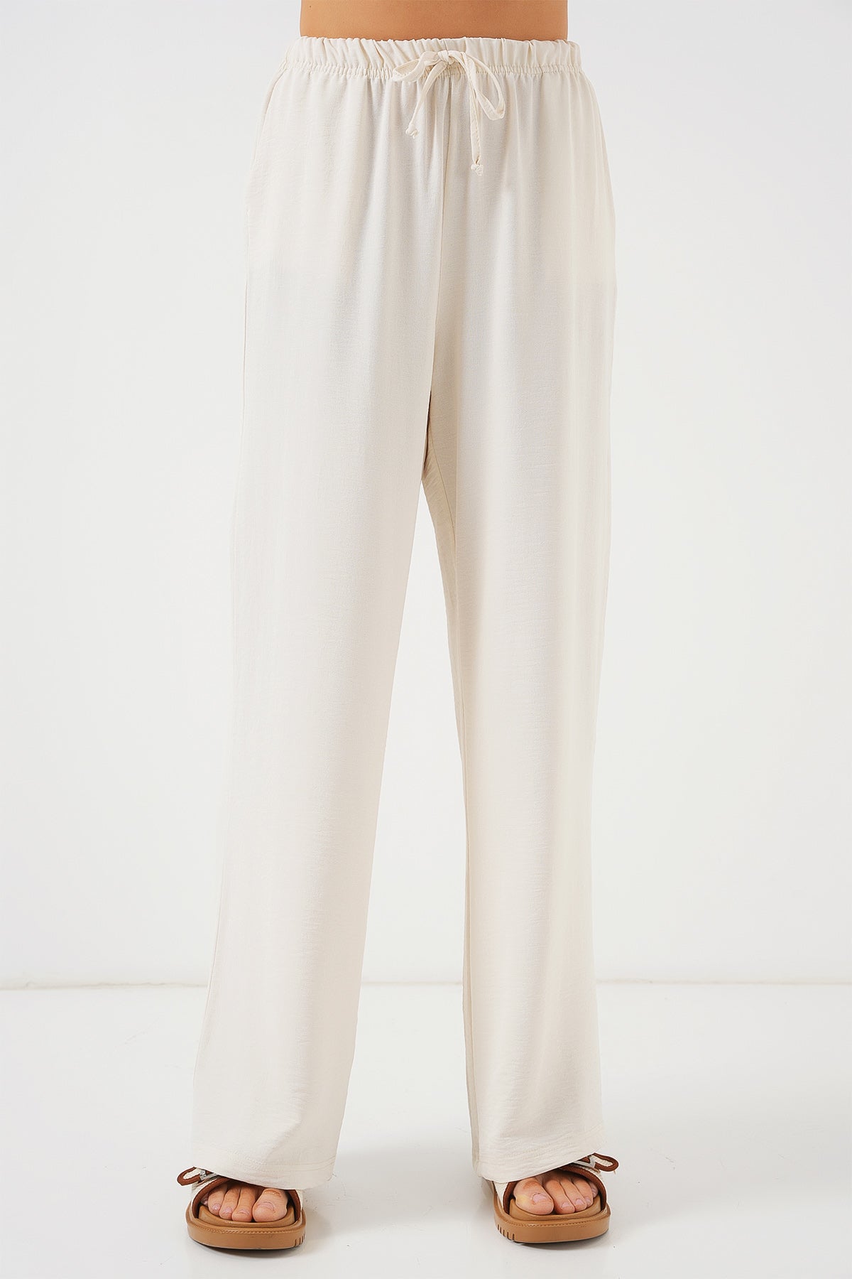 536 - Pantalon large lin écrue
