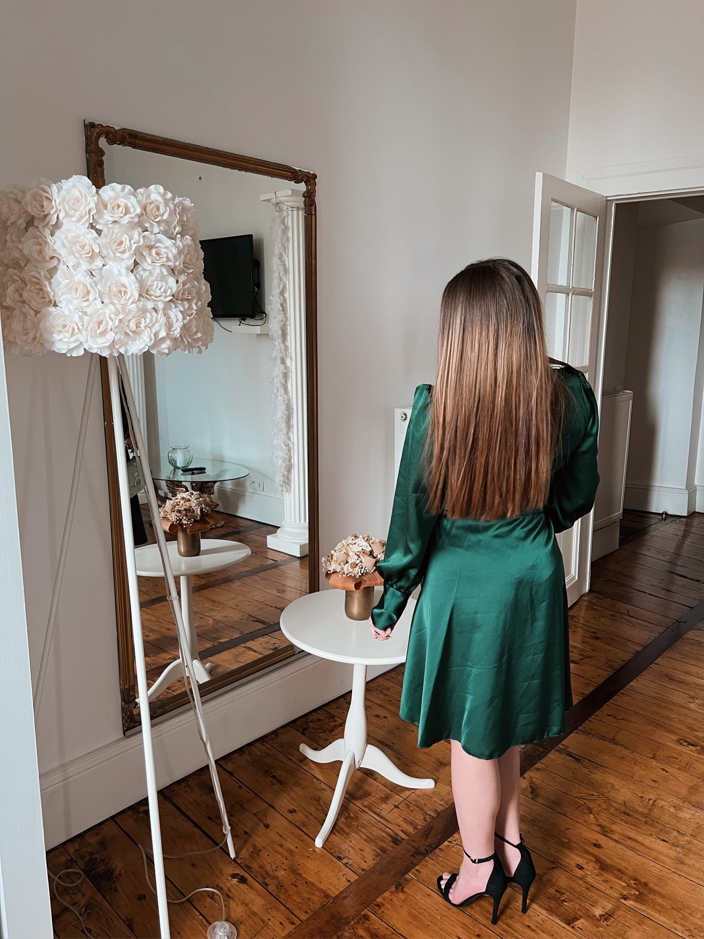 Robe satinée Lina verte