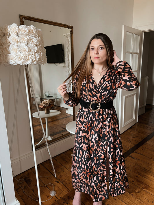 Robe longue imprimée léopard Lily