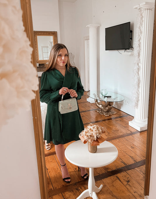 Robe satinée Lina verte