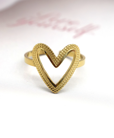 Bague acier coeur